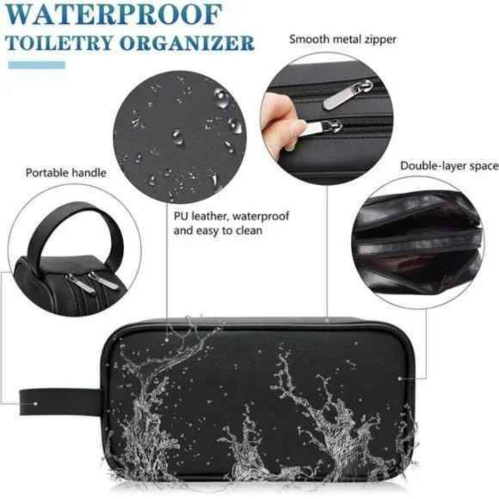 Soft Pu Leather Zipped Travel Toiletry Bag Mens Ladies Supply Toiletry Bag Case View 4